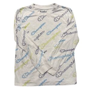 Champion White and Blue Long Sleeve Tee